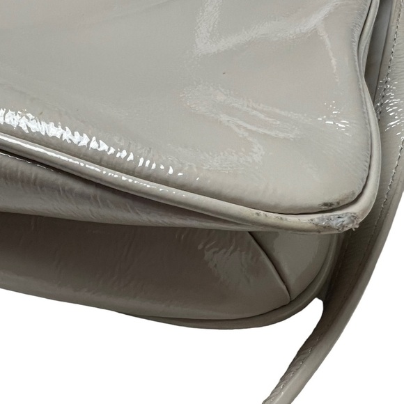 Kate Spade Patent Leather Tote Hand Bag Shoulder Purse Champagne Beige Grey ?? - Picture 7 of 12